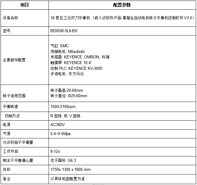 五工位全自動平衡機設(shè)備參數(shù)